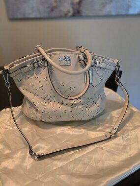 Leather Coach laser-cut large satchel